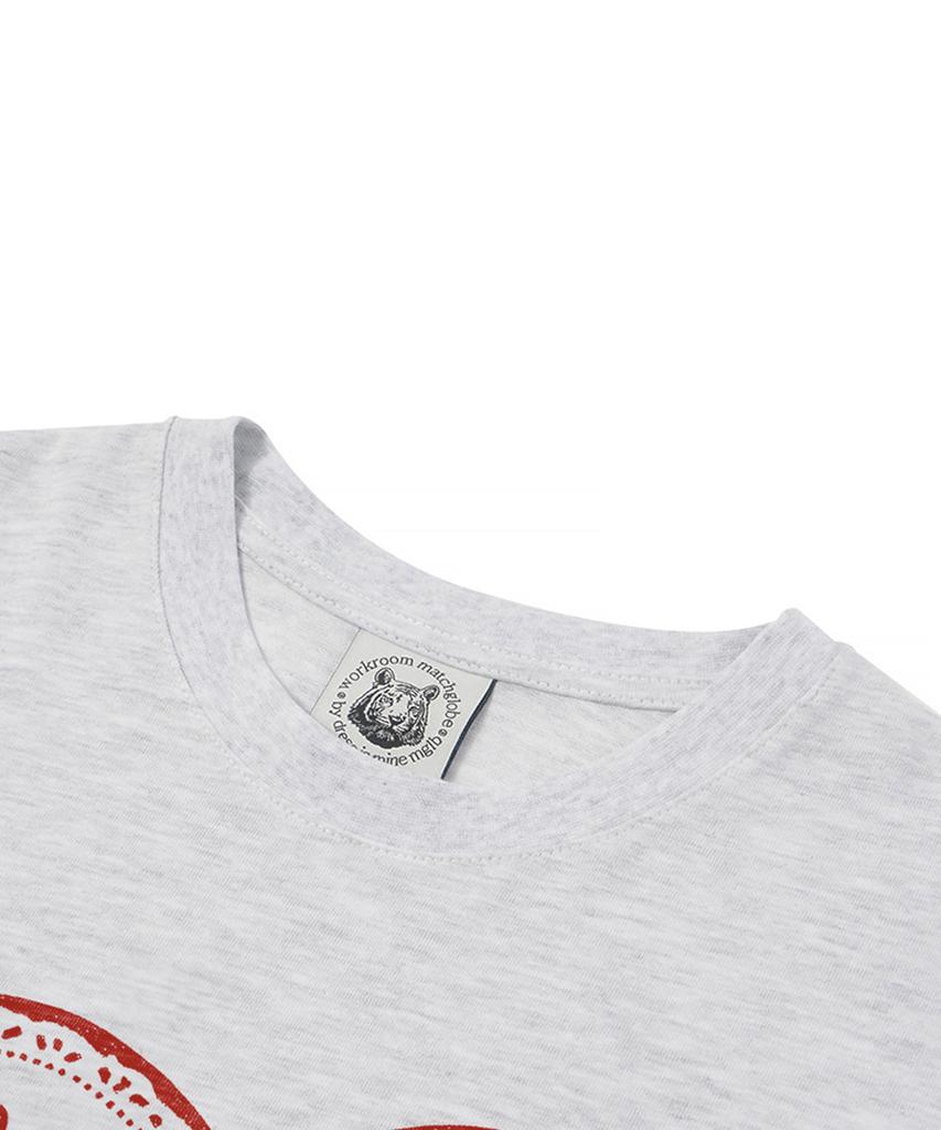 MATCHGLOBE Doggy Heart Oversized Tee (Light Grey)
