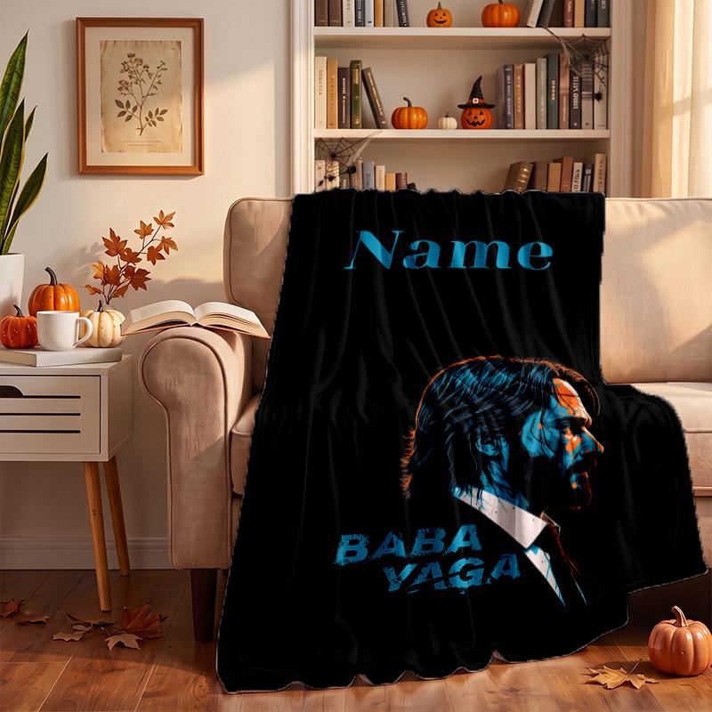 Baba yaga John wick Custom Flannel Blankets Soft Warm Cozy Throws for Home Decor Holiday Gifts
