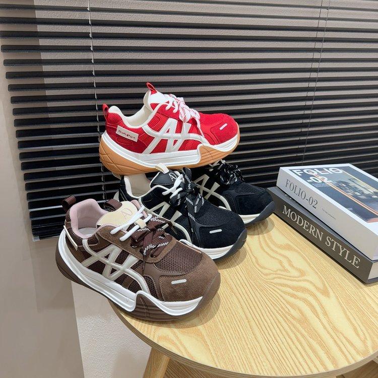 Leather Platform German Training Shoes Women's 2025 Autumn New Flat-soled Heightening Shoes Retro Running Casual Sports Forrest Gump Shoes