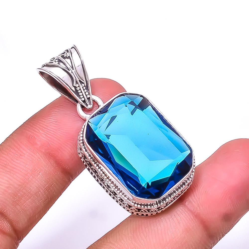 

London Blue Topaz Fine Art 925 Sterling Silver Pendant 1.72 P68