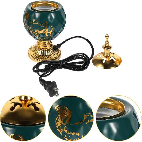 Bakhoor Electric Incense Burner - Vintage Arabic Incense Burner Middle Eastern Style Tabletop Electric Censer Aroma Burner Oud Frankincense Candle