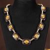 Ensemble émail brun vintage Style collier géométrique Chaîne de pull polyvalente
