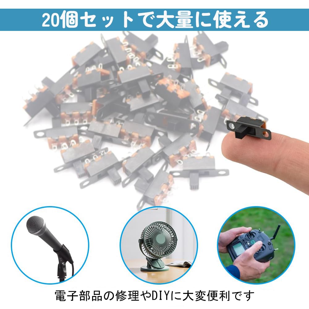 YUWENW Mini Schiebeschalter 2 Positionen 20 Stück 3P für Elektronikprojekt 3mm Stromfluss