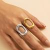 Stainless Steel Adjustable Oval Ring - Simple Ins Style Geometric Design