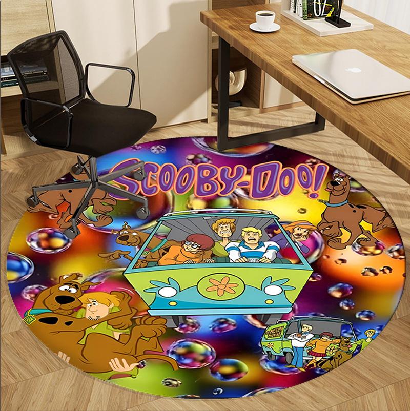 Scooby Pattern Round Rug, Indoor/Outdoor Mat, for Picnic, Gameroom, Bedroom, Office, Living Room, Home Decor Carpet, Birthday Gift