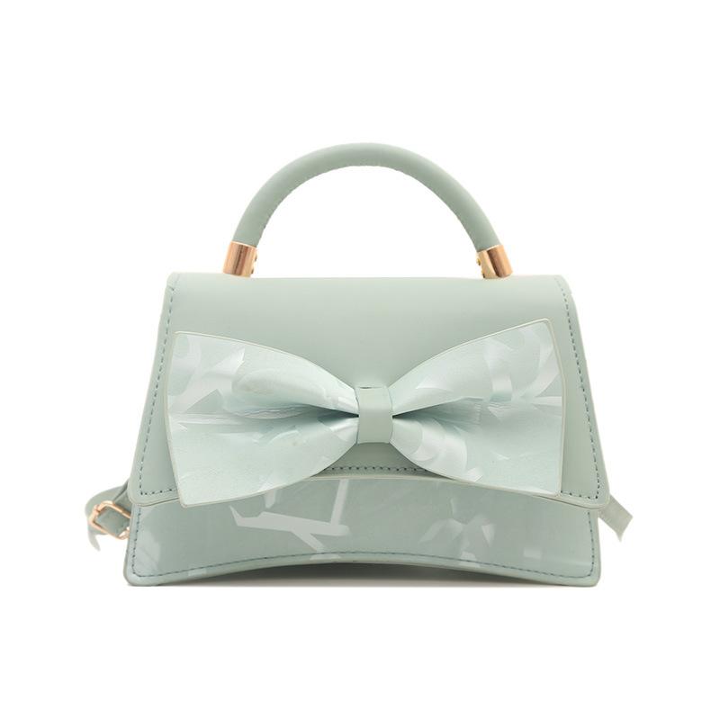 One shoulder crossbody portable texture bow women's temperament spring new simple fashion small square bag