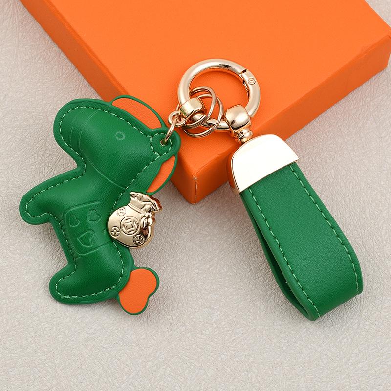 Instant Wealth Leather Keychain: Cartoon Pony Bag Charm & Couple Car Pendant - New Year Gift