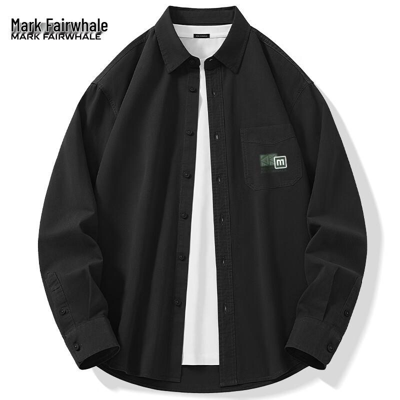 Mark Fairwhale Men s Japanese Retro Loose Fit Cotton Long Sleeve Shirt L