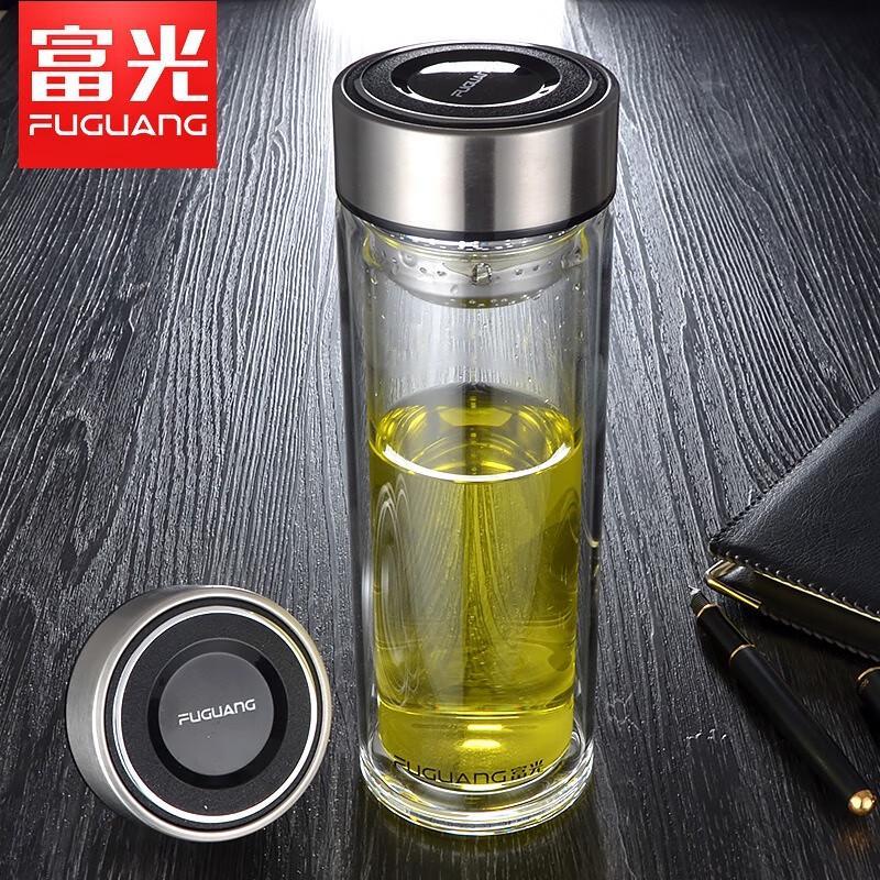 Fuguang Double-Layer Insulated Tea Infuser Glass Bottle