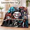 Terrifier Art the Clown Custom Name Flannel Throw Blanket Soft Warm for Sofa Bed Indoor Home Use