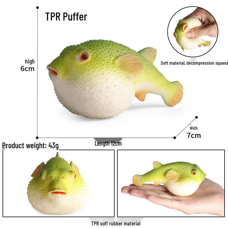Soft Rubber Marine Animal Stress Relief Toys: Pufferfish, Octopus, Crab, Dunkleosteus Squeeze Models