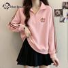 Women's Polo Collar Half-Zip Color Block Sweatshirt