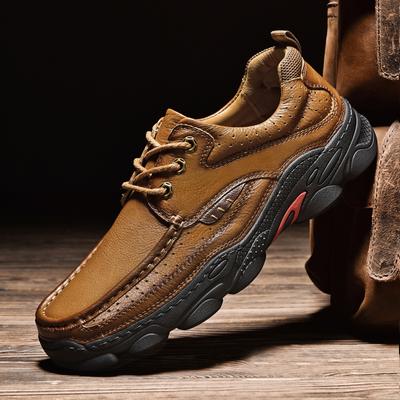 Men's Genuine Leather Shoes Luxury Platform Casual Sneakers For Men 2024 Comfortable Moccasins Hiking Outdoor Business Shoes