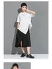 Summer Casual Irregular T-Shirt with Woven Stripes and Loose Short Sleeves