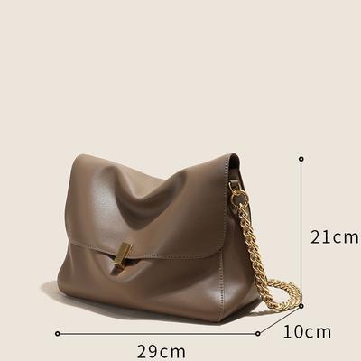 Cowhide Large Bag Messenger Bag Women's New Niche High-end Chain Bag Large-capacity Commuter Shoulder Bag Women