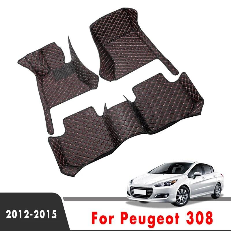 

Автомобильные коврики для Peugeot 308 2015 2014 2013 2012 Автомобильные аксессуары Стайлинговые ковры на заказ кожаные передние и задние боковые коврики для ног