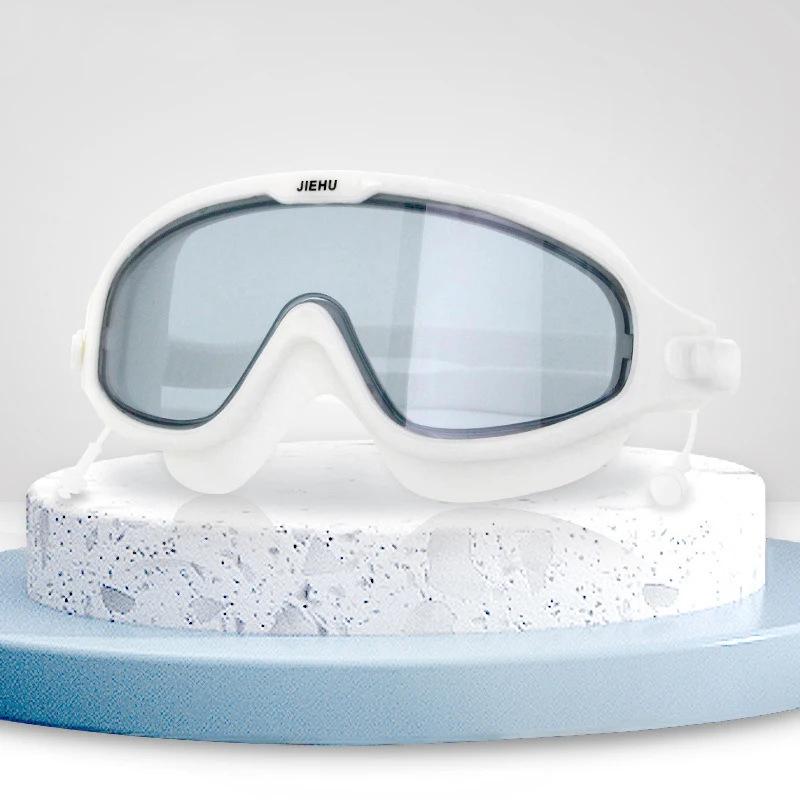 

Anti Fog HD Swimming Goggles Men Women Large Frame Swim Goggles With Earplugs Set Beach Pool Swimming Equipment G2487 white
