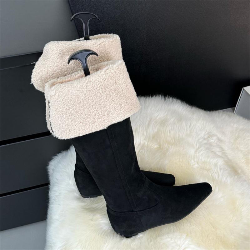 

Women s fashion lightweight thick soled winter warm snow boots a footstool fur one non-slip leisure sports long cotton boots sneakers 40 чёрный