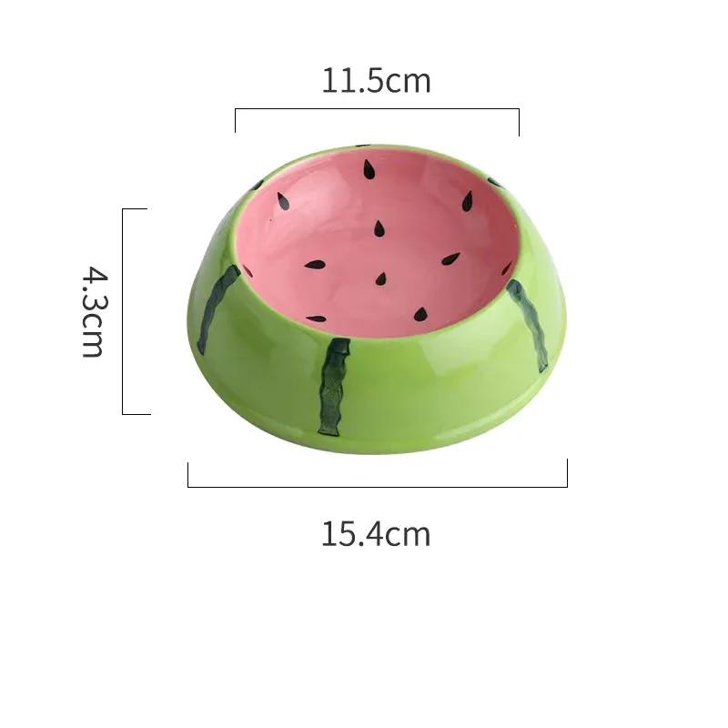 Cute Designs Pet Ceramics Bowl Watermelon Strawberry Shape Cat Food Bowl Small Dog Colorful Water Suppliers Cat Bowl