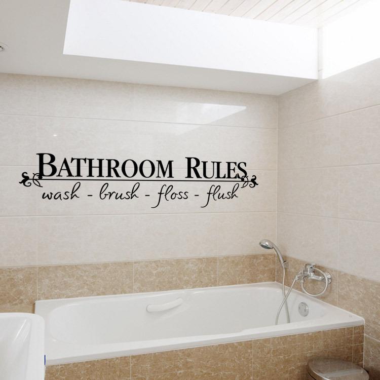 Bathroom Rules Door Sign Vinyl Quotes Lettering Words Wall Stickers Bathroom Toilet Washroom Decoration Home Decor Decal Art