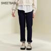 Sweet Basil Women's High-Waist Straight-Leg Dark Denim Jeans