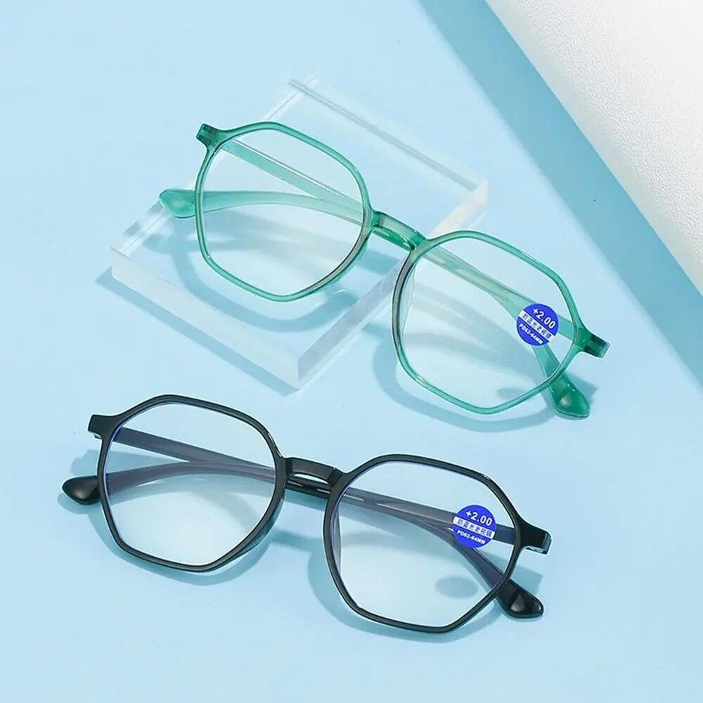 Polygonal Square Frame Anti-Blue Light Reading Glasses Urltra-Light Eye Protection Men Women Elegant Comfortable Eyeglasses