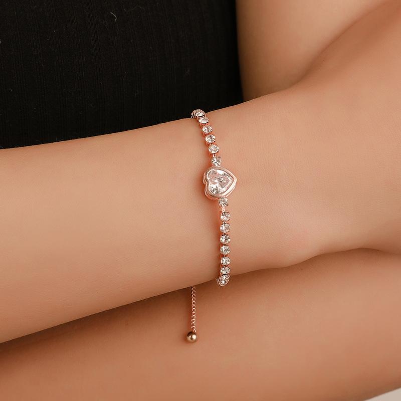 SUMENG 2024 New Round Rose Gold Color Cubic Zirconia Charm Bracelets for Women Jewelry Gifts