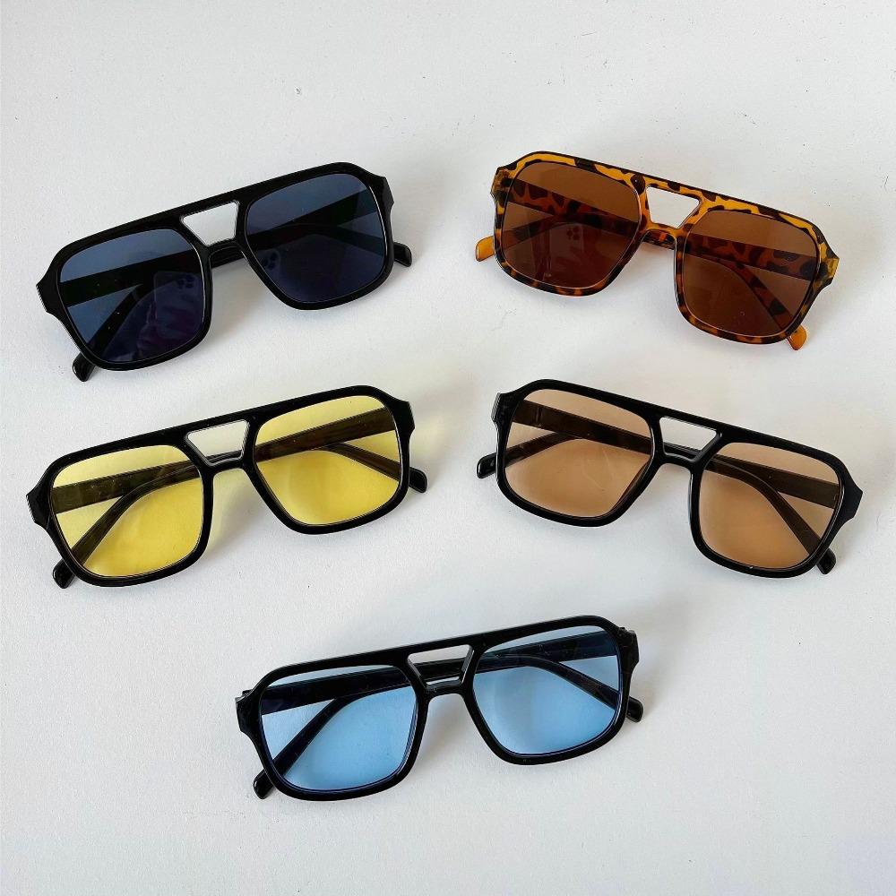 Double Beam Pilot Sun Glasses UV400 Retro Eyewear Lightweight Square Sunglasses  Photography