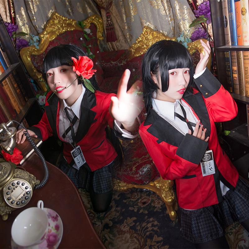 Anime Kakegurui Yumeko Jabami Girls School Uniform Cosplay Costume