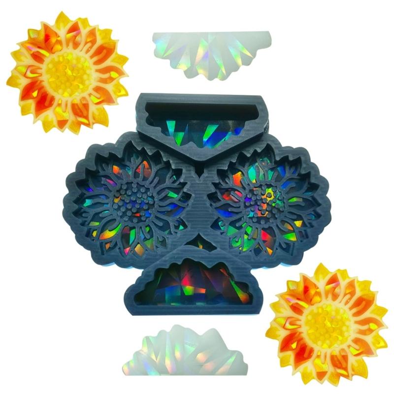 Holographic Resin Keychain Mold Flower Epoxy Resin Casting Mold for DIY Crafts Jewelry Making Phone Holder Silicone Mold