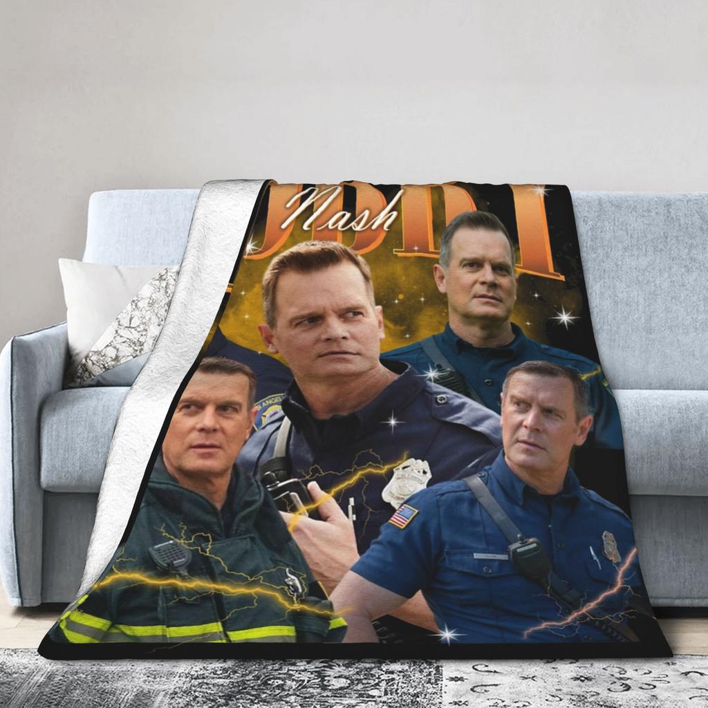 Bobby Nash 9-1-1 Firefighter Blanket Fleece Print   Multifunction Super Warm Throw Blankets for Home Couch Rug Piece