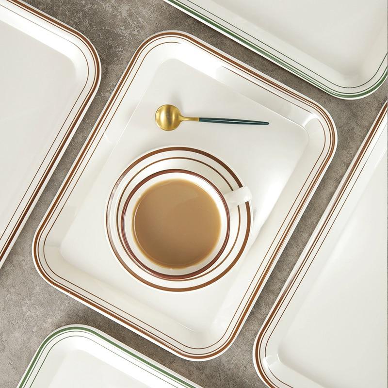 Kekler, Ekmekler, Akşam Yemeği, Hızlı Yiyecekler ve Çay için Melamin Dikdörtgen Servis Tepsisi