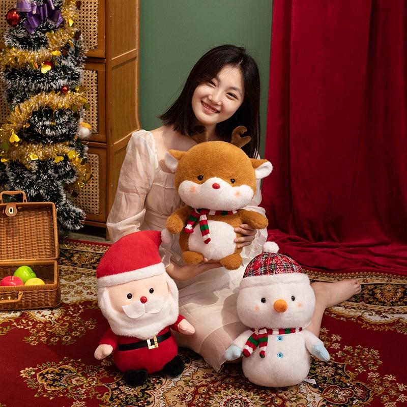 Cute Christmas Teddy Bear Plush Toy Cartoon Style Santa Claus Christmas Reindeer Snowman 25cm/38cm 0.15kg/0.37kg