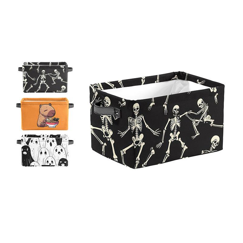 Skull Print Storage Basket – Large Capacity Organizer for Crafts, Accessories, and Household Items