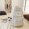 Star Pattern Simple Student Backpack With Plush Pendant For Casual Daily