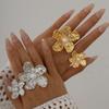DIEZI Korean Luxury Elegant Imitation Pearl Flower Rings For Women Men Fashion Gold Silver Color Knuckle Joint Ring Jewelry