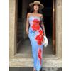 Western Style Women clothes 2024 Summer New Fashion Sexy Slim fit Print Wrap-around Split Dress