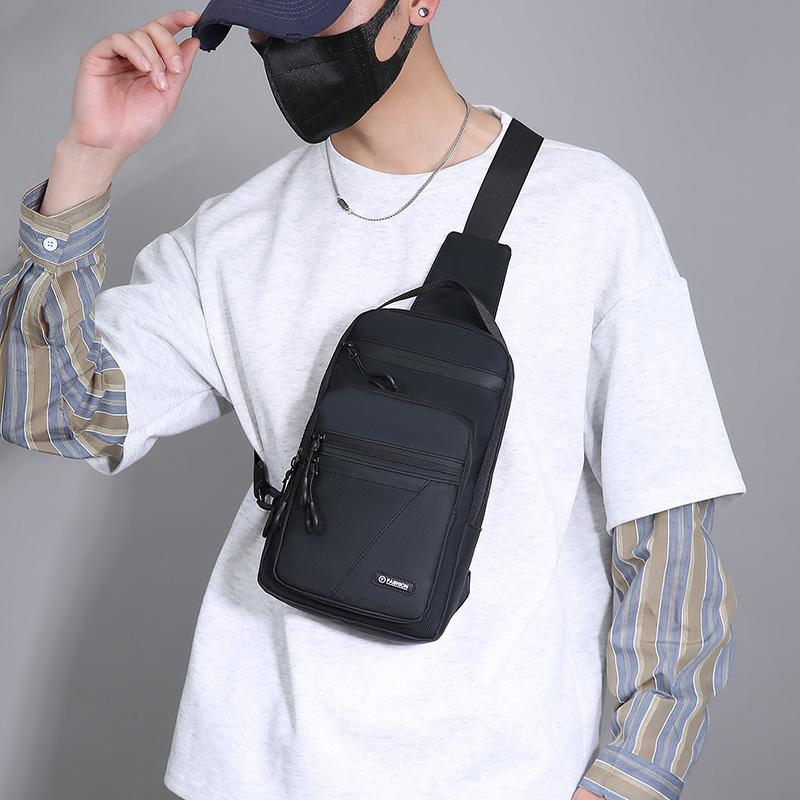 Men's Multi-Layer Chest Bag - High-Quality Nylon Crossbody Sling for Daily Commuting & Outdoor Activities