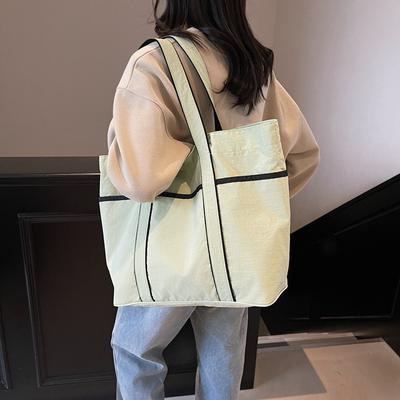 Korean Version of Casual Canvas Bag Literary Niche Underarm Bag Women's 2025 New Simple Large-capacity Shoulder Tote Bag