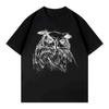 2025 Autumn and Winter Fashionable and Comfortable Cotton T-shirt Hand-painted Owl Print Men's Women's Plus Size Couple T-shirt