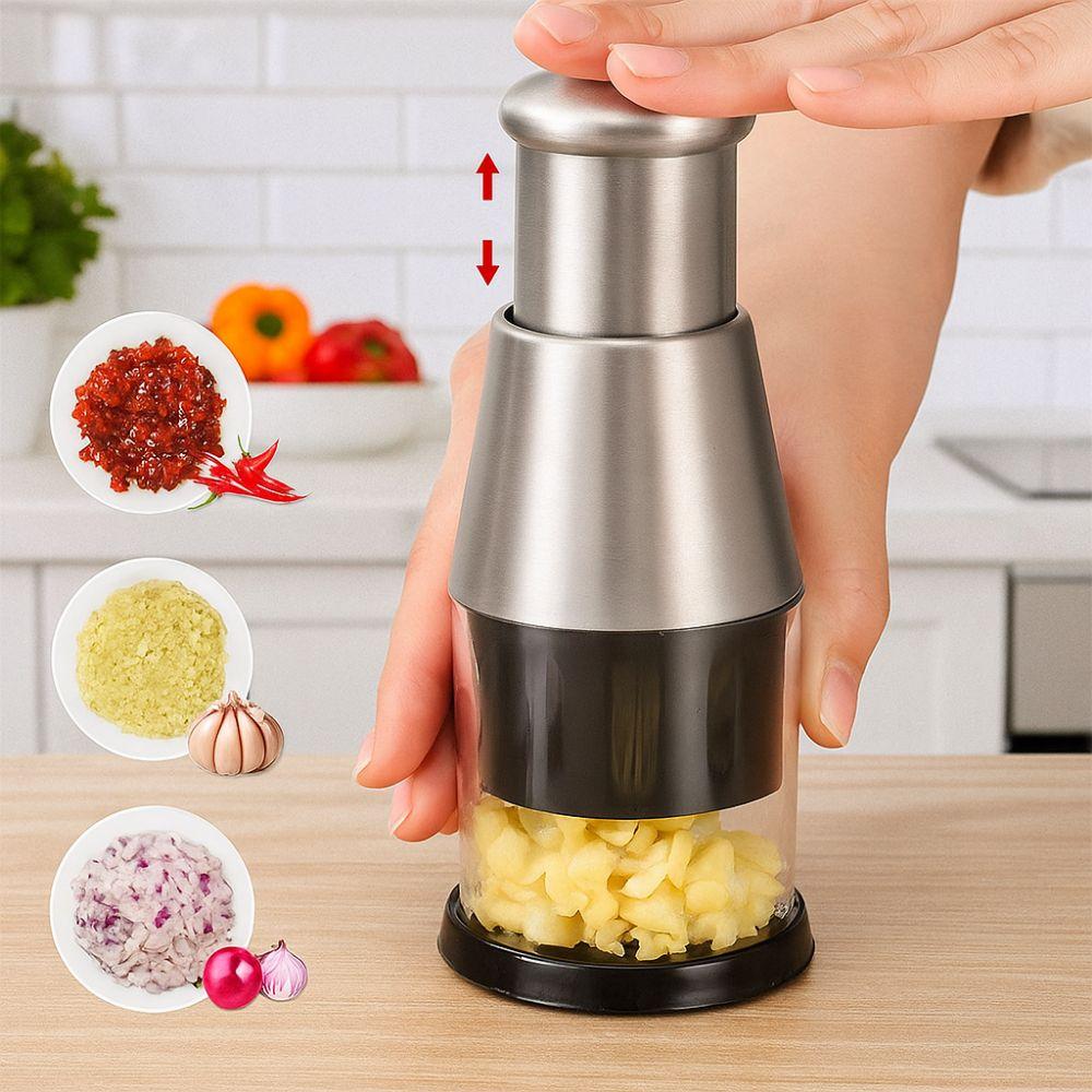 Stainless Steel Tomato Crusher Hand Press Garlic Masher Durable Manual Hand Chopper  Herbs Nuts