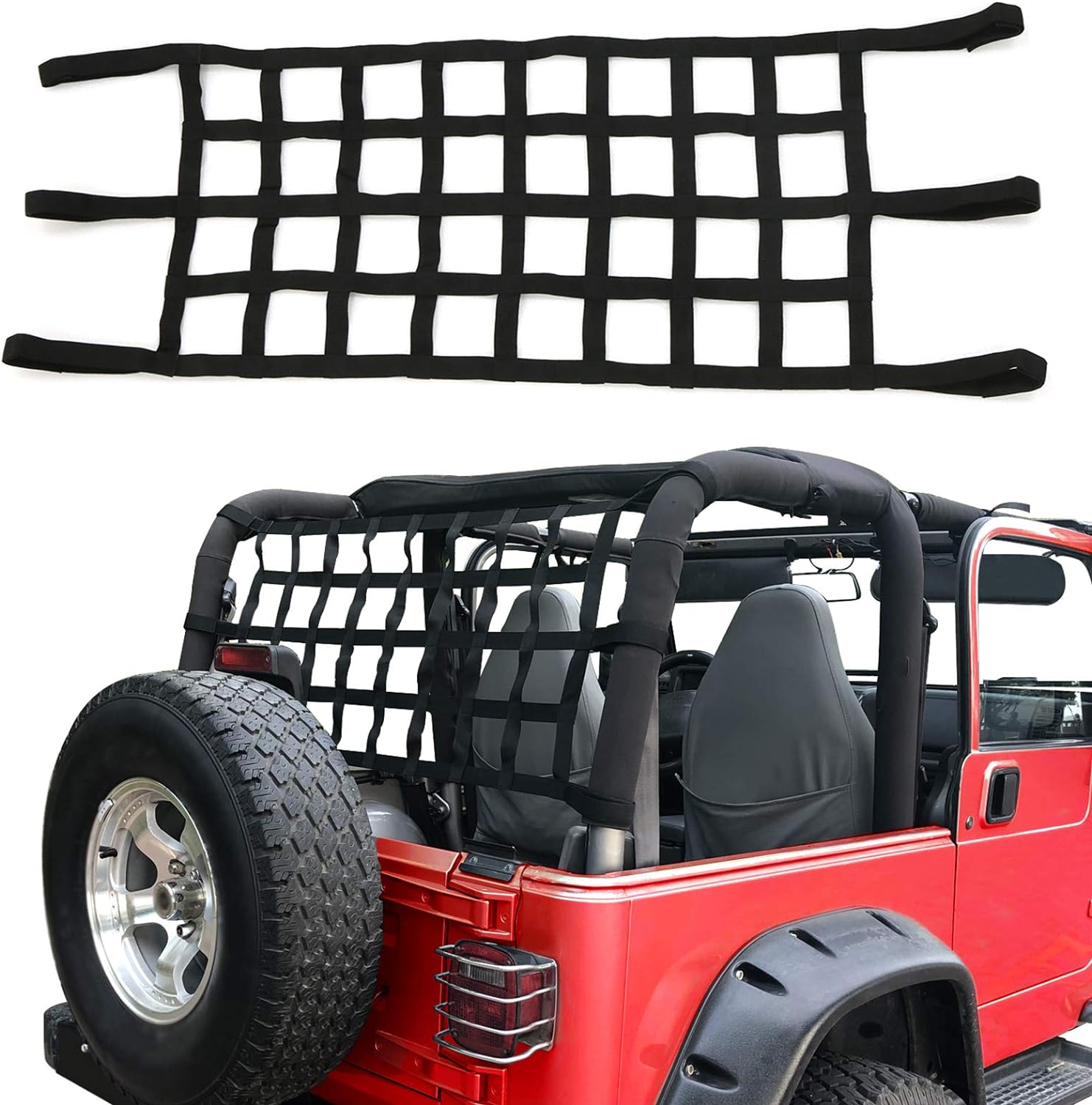 

Вантажна сітка UTV Автомобільна верхня сітка-гамак на дах Сітчаста вантажна сітка для Wrangler JK JKU JL YJ TJ LJ 1987-2024+ Автомобільна сітка для вантажу на вікно чорний