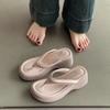 Wedge Heel Flip-flops Women's Summer Wear Heightened Thick Bottom 2025 New High-end Versatile Non-slip Sandals