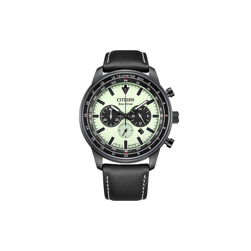 

CITIZEN FUTURE FORCE series 100 meters waterproof three-eye dial calendar display light Quartz cowhide strap 44mm same style for men and wo CA4505-21X зелений