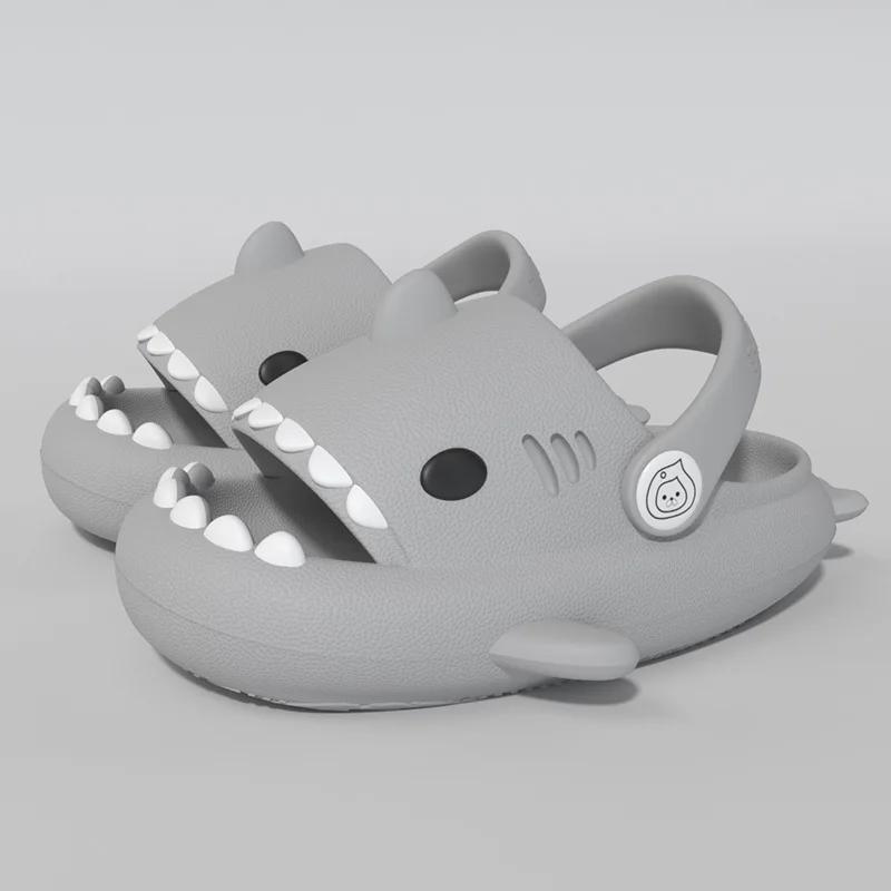 Summer New Kids Toddler Baby Outdoor Eva Slippers Cute Flat Heel Children Beach Sandals Cartoon Shark Kids Slippers