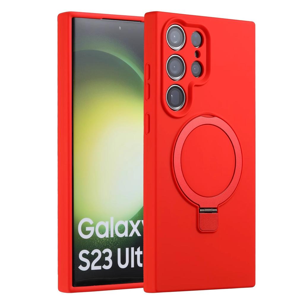 Suitable for Samsung S25Edge Mobile Phone Case True Liquid Silicone S24Ultra Magnetic Suction Bracket Full Package Anti Fall Soft Sleeve 3