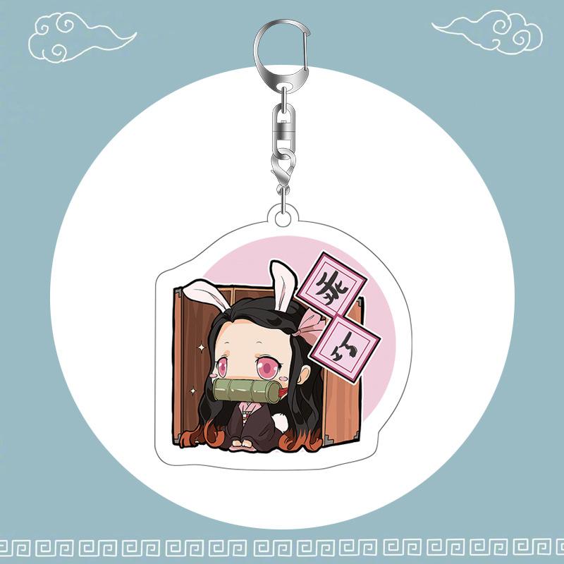 Anime Demon Slayer Keychain Acrylic Pendant Cartoon Accessory Dropshipping Support Custom Bulk Order Gift for Fans
