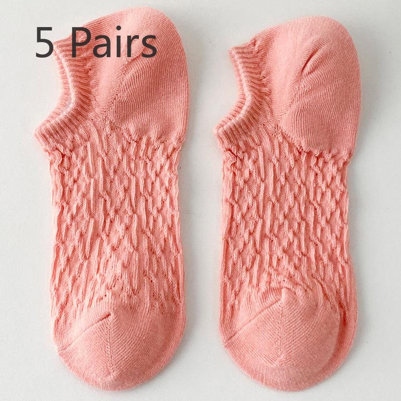 5 Pairs of New Female Spring and Summer Sweet Short Boat Socks