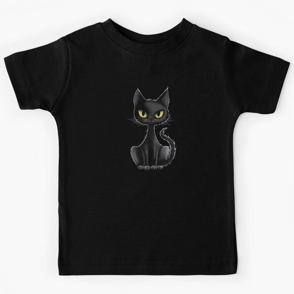 BLACK CAT ON BLACK T SHIRT Kids T-Shirt 170