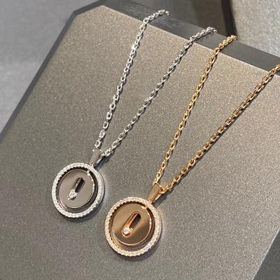 New 925 Sterling Silver Luxury Jewelry Necklace Ladies Rose Gold Geometric Removable Zircon Pendant